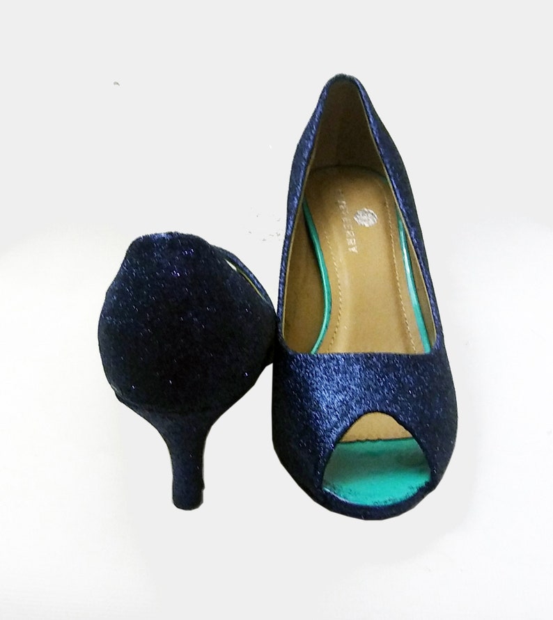 Glitter Heels / Navy Glitter Heels / Wedding Shoes / Sparkle Etsy