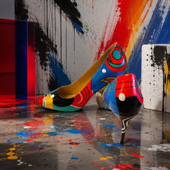 Color Theory – Hand Painted Abstract Heels - Etsy