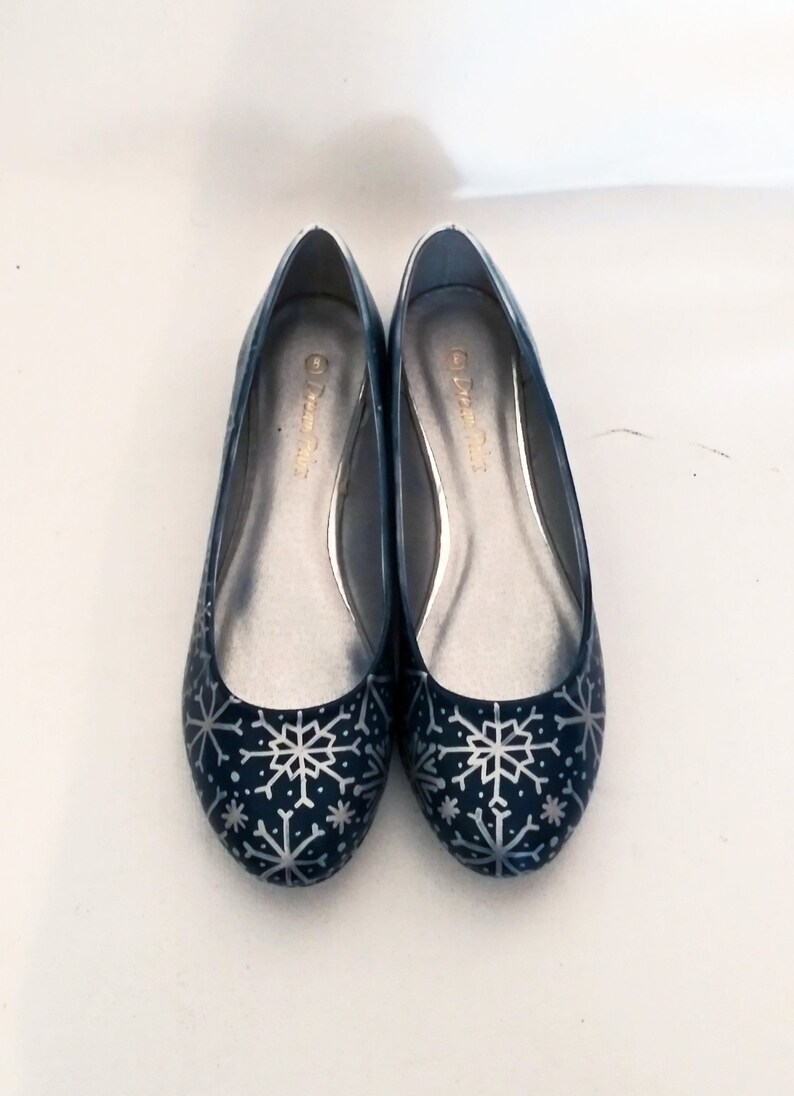 Custom Snowflake Flats / Airbrushed Snowflake Flats / Faded Etsy