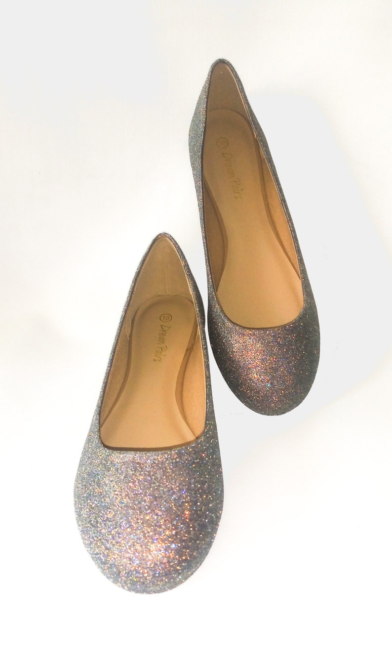 Glitter Flats / Grey Glitter Flats / Wedding Shoes / Sparkle | Etsy