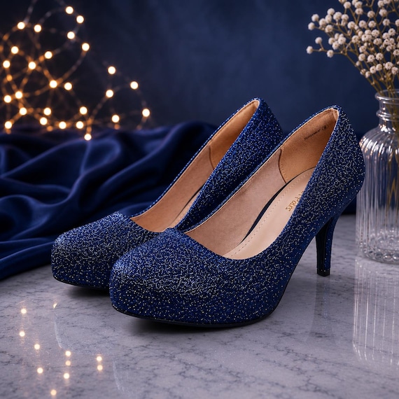 blue glitter bright blue shoes womens