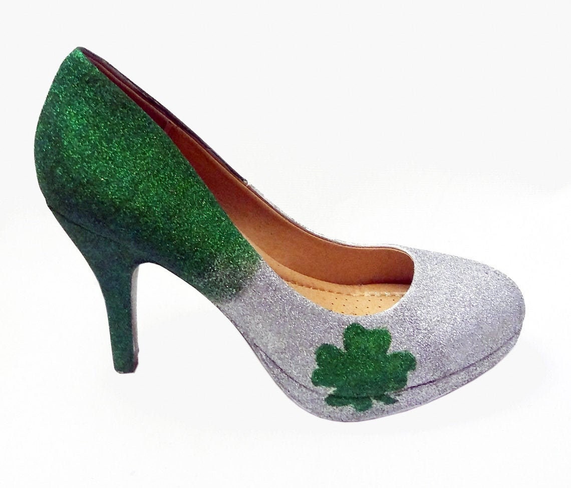 Glitter Heels / Ombre Heels / St. Patrick's Day Pumps / - Etsy