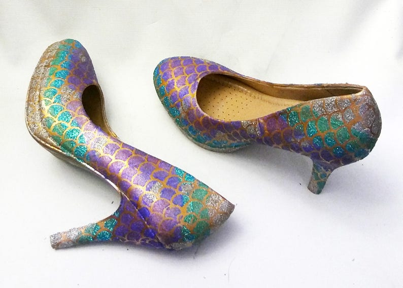 Glitter Heels / Mermaid Glitter Heels / Mermaid Scale Pumps / Etsy