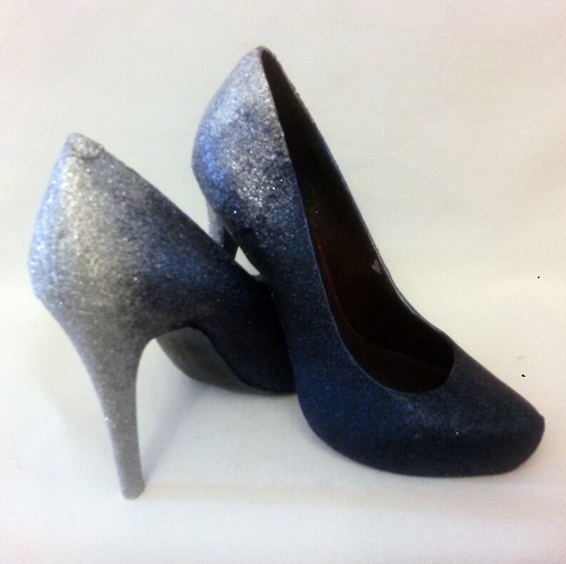 Ombre Glitter Heels / Navy Blue Glitter Heels / Wedding Shoes Etsy