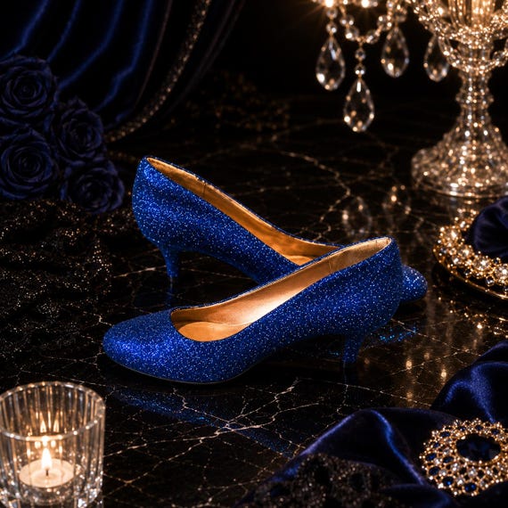 blue glitter dress shoes Sapphire Royale – Pumps Loafers