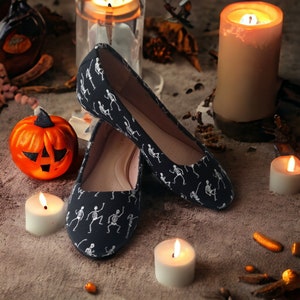 Decoupage Skeleton Flats / Glow In The Dark Flats / Skeleton Shoes / Women&#39;s Flats / Women&#39;s Shoes / Halloween Flats / Autumn Flats