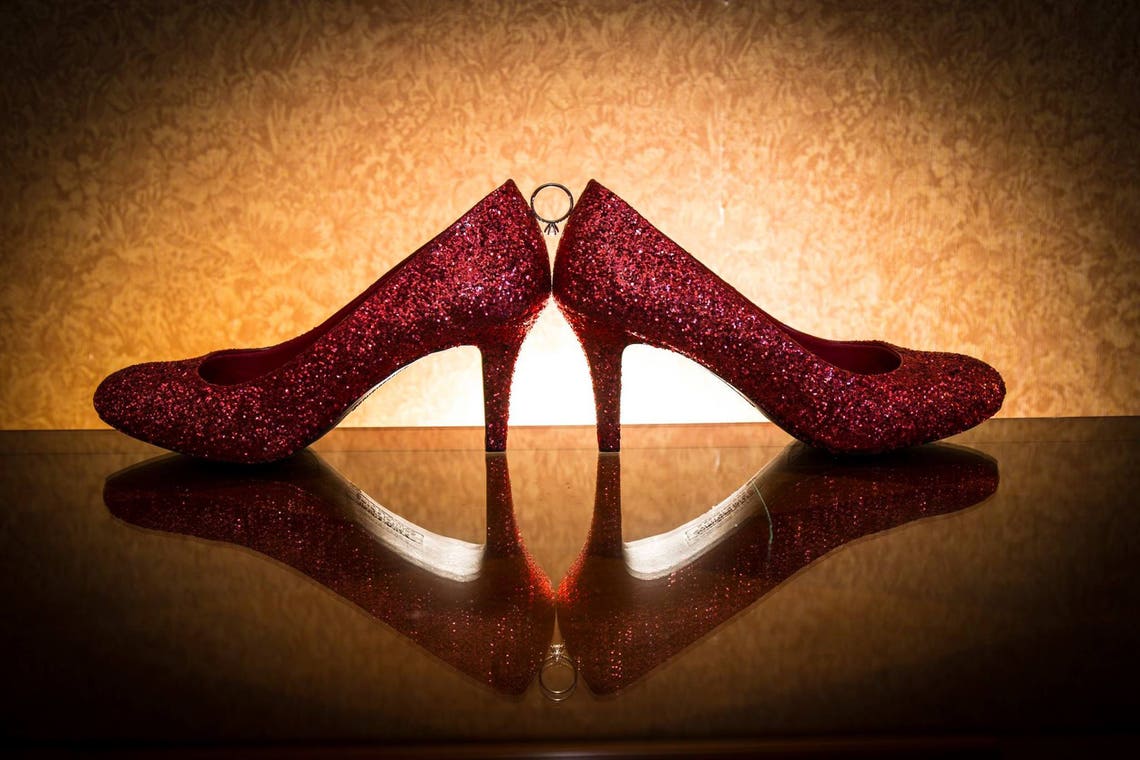 Glitter Heels / Red Glitter Heels / Women's Shoes / Wizard Etsy