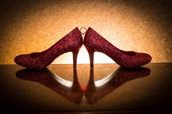 red sparkle pumps