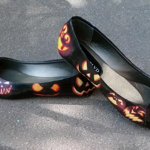 Decoupage Pumpkin Flats / Jack O Lantern Flats / Pumpkin Shoes / Women's Flats / Women's Shoes / Halloween Flats / Autumn Flats