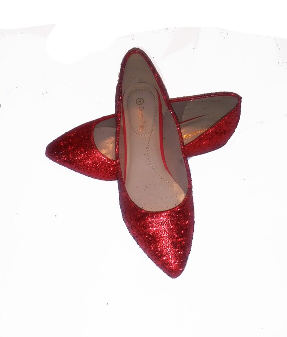 red glitter flats