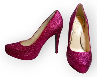 High Heels Burgundy Glitter Shoes Women's Burgundy Synthetic Cover