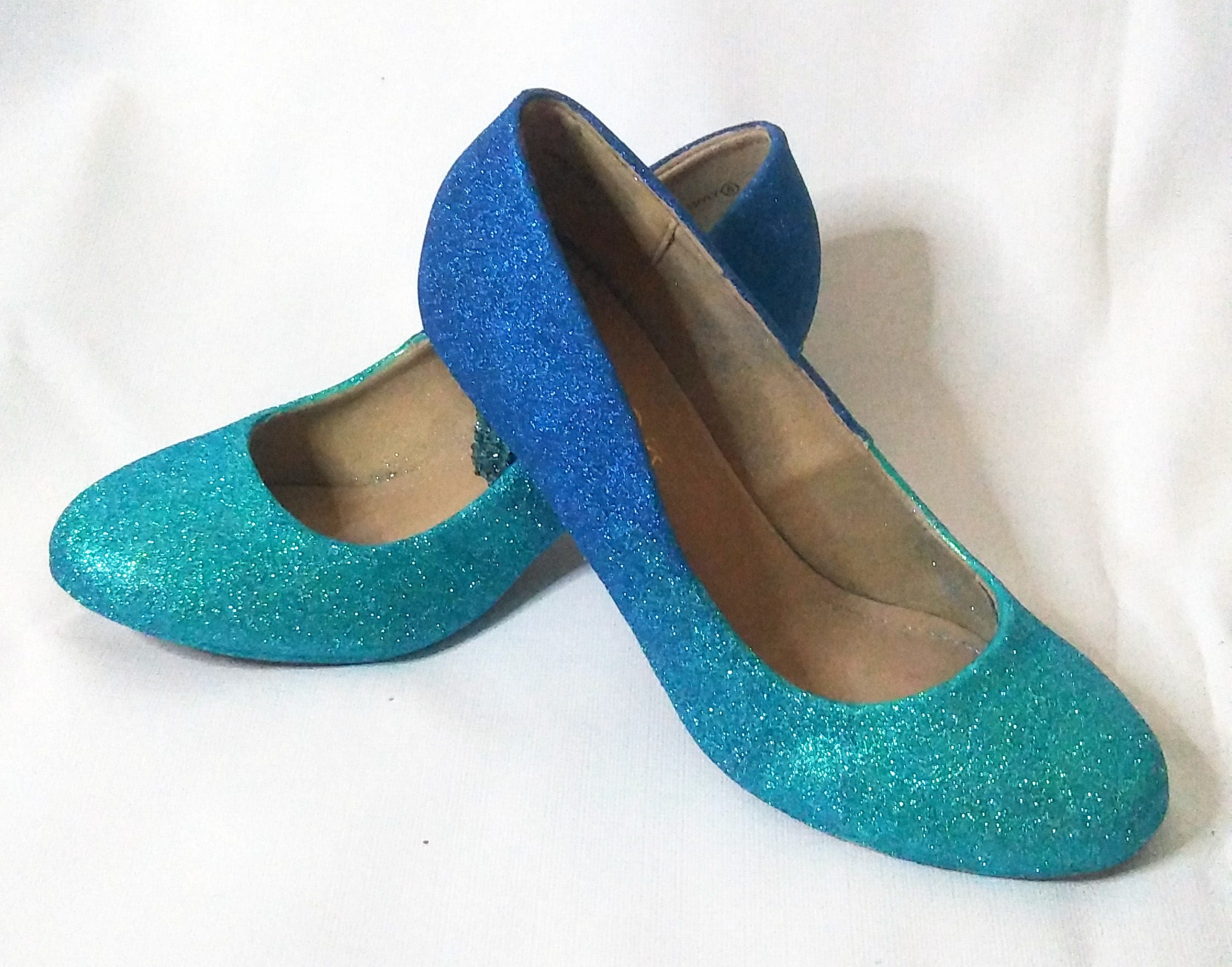 Ombre Glitter Heels / Turquoise Glitter Heels / Wedding Shoes | Etsy