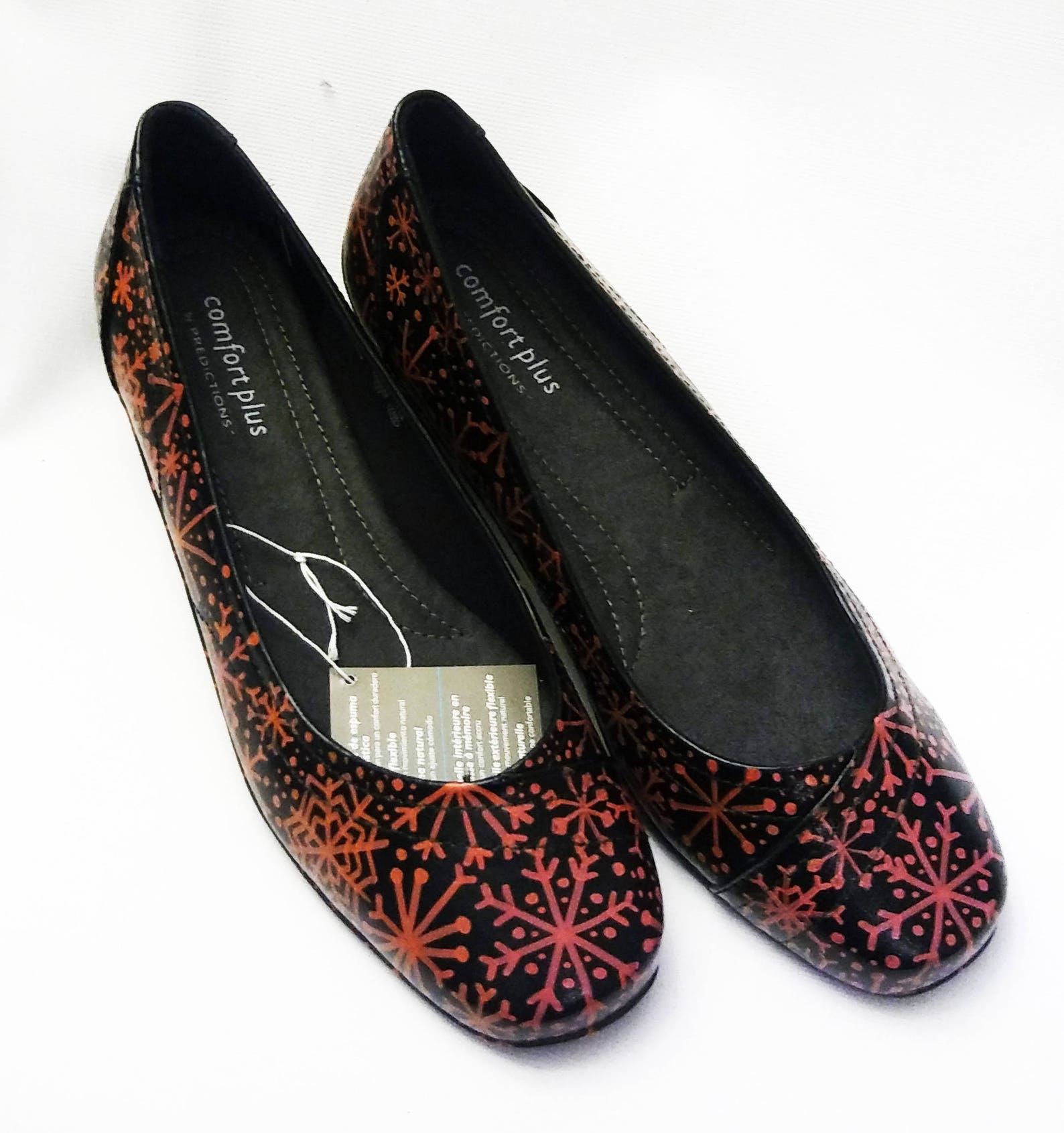 Custom Snowflake Flats / Red Snowflake Flats / Painted Flats / Etsy
