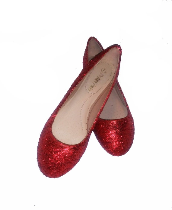 red glitter flats