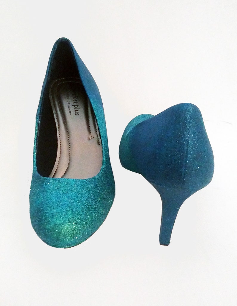 turquoise sparkly heels