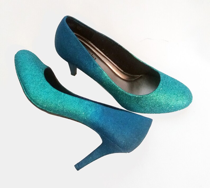 turquoise sparkly heels