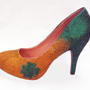 Glitter Heels / Ombre Heels / St. Patrick's Day Pumps / Women's Pumps / Shamrock Heels / Four Leaf Clover Heels / Wedding Heels / Irish