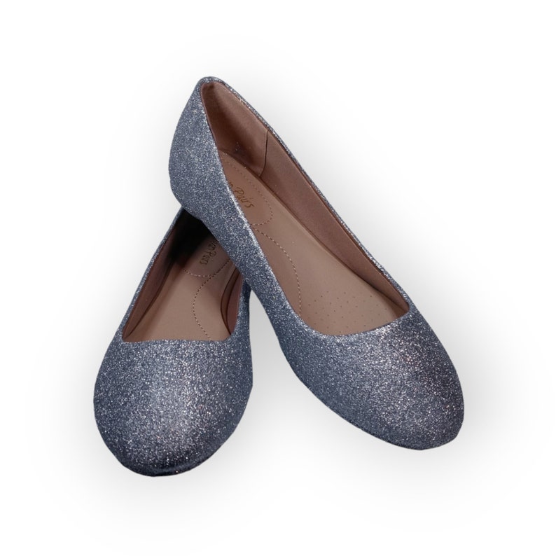 Glitter Flats / Silver Glitter Flats / Wedding Shoes / Sparkle Flats / Sparkly Shoes / Wedding Flats / Women's Shoes / Silver Flats image 2