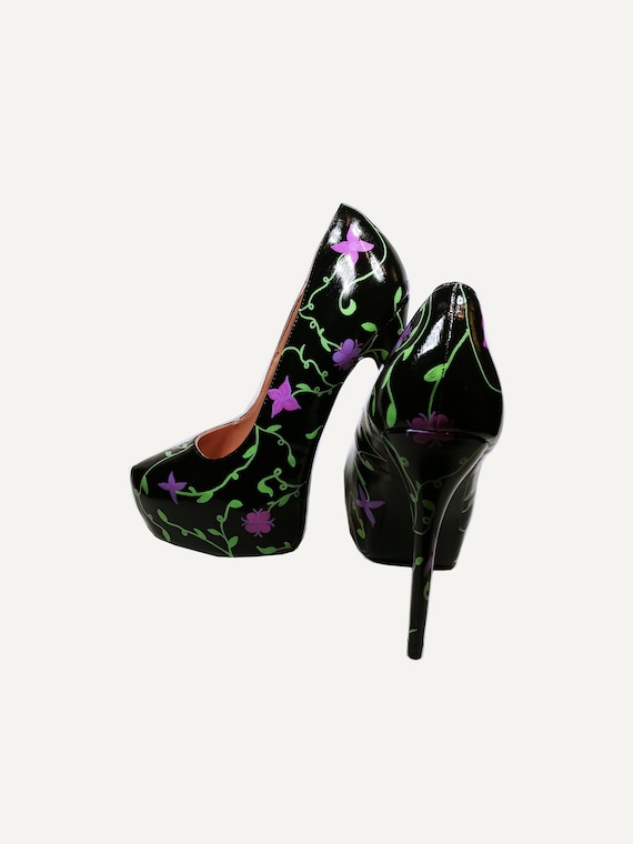Flower Heels / Hand Painted Flower 