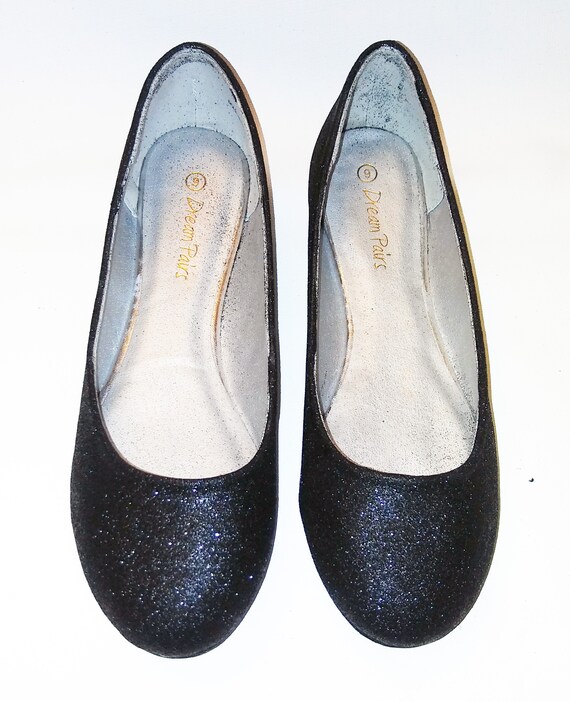 black glitter flat shoes b524e2