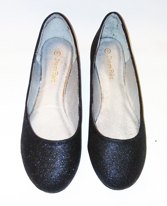 black sparkle court shoes