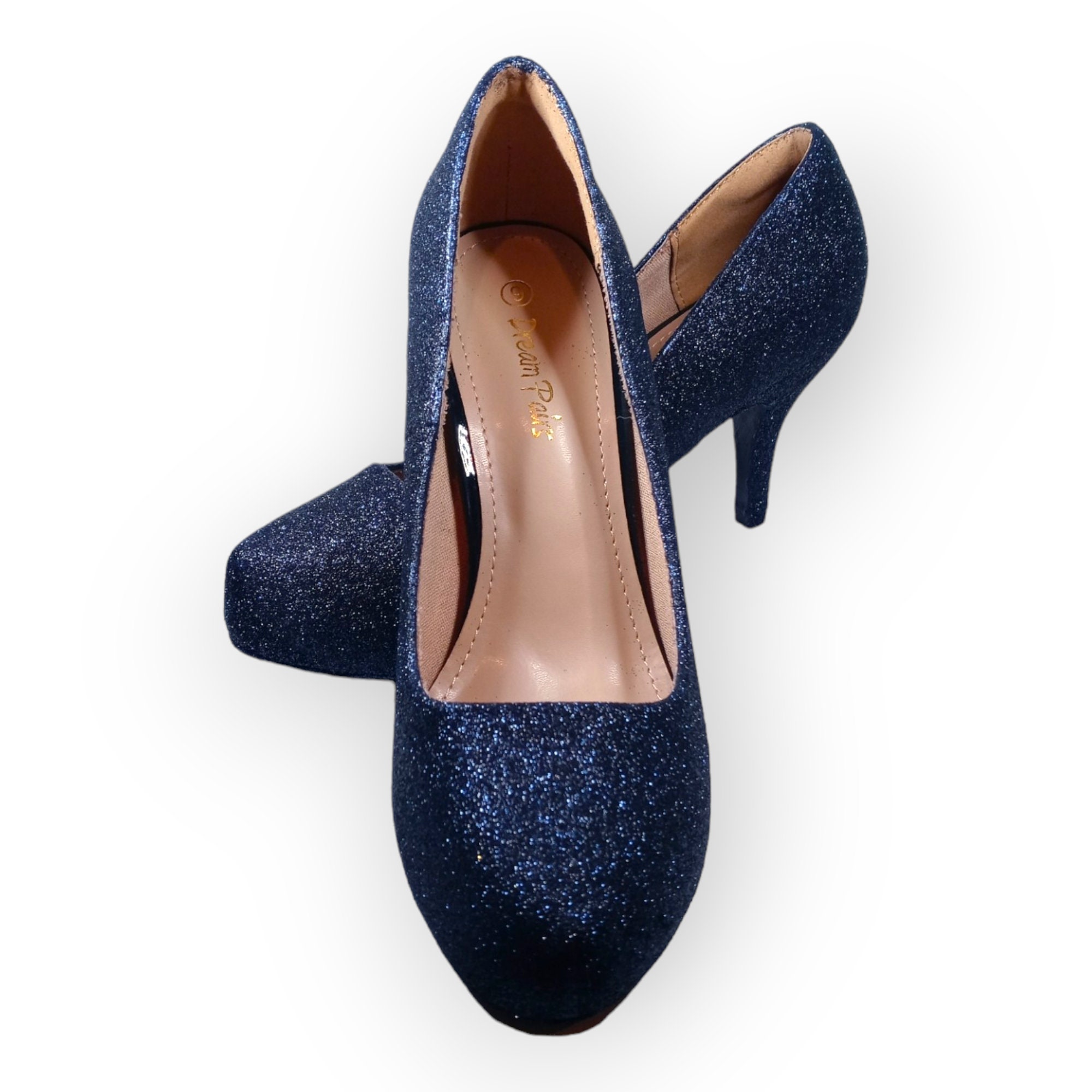 Navy blue cheap glitter pumps
