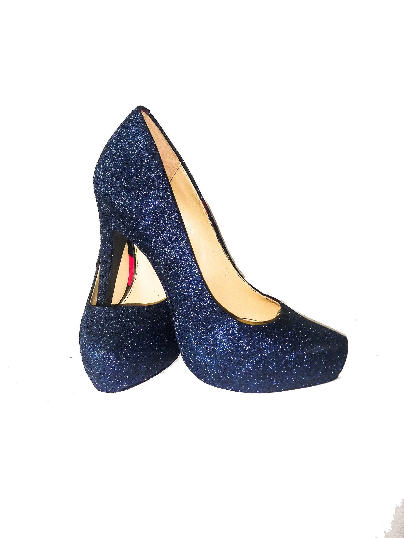 navy glitter heels