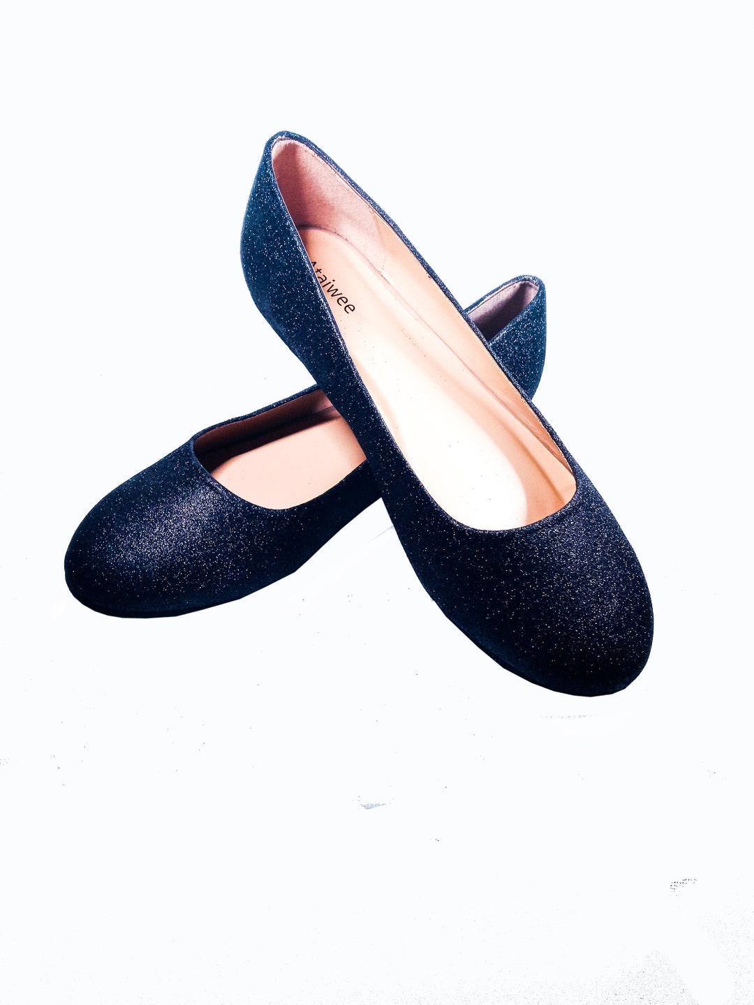 Glitter Flats / Black Glitter Flats / Wedding Shoes / Sparkle Flats