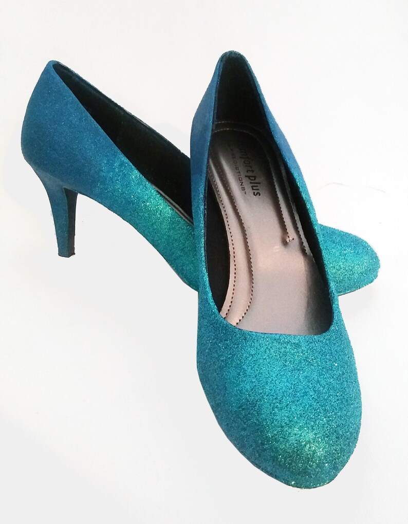 turquoise sparkly heels