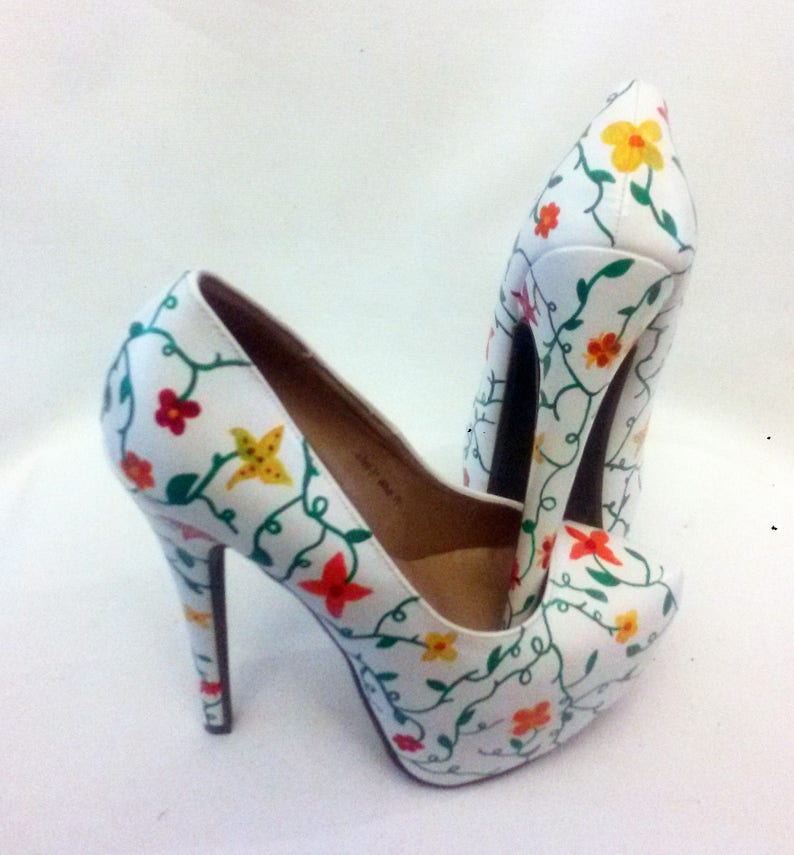 Flower Heels / Hand Painted Flower Shoes / Hand Painted Heels Etsy