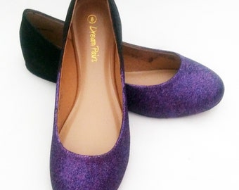 Ombre Glitter Flats / Dew Berry Glitter Flats / Wedding Shoes / Sparkle Flats / Sparkly Shoes / Wedding Flats / Women's Shoes / Purple Flats