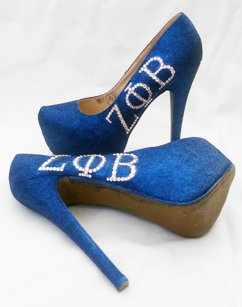 Zeta Phi Beta Sorority Heels / Glitter Heels / Swarovski - Etsy