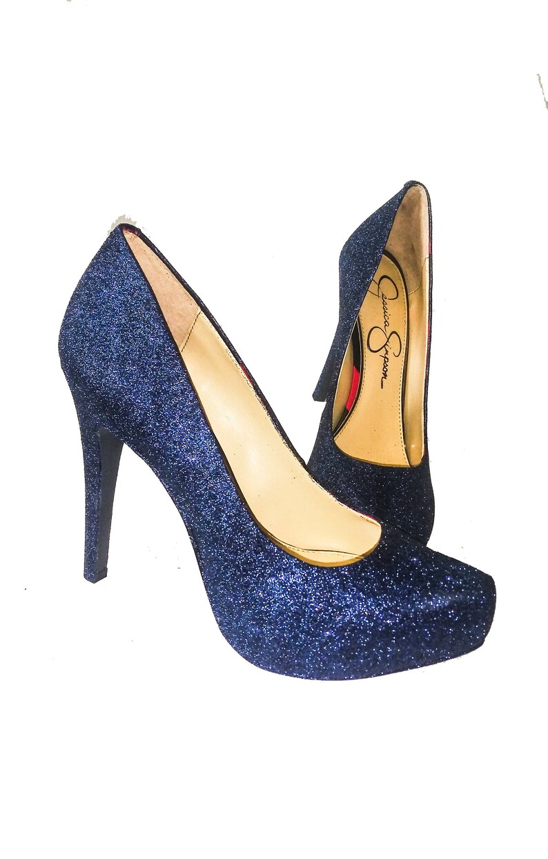 navy blue sparkle shoes
