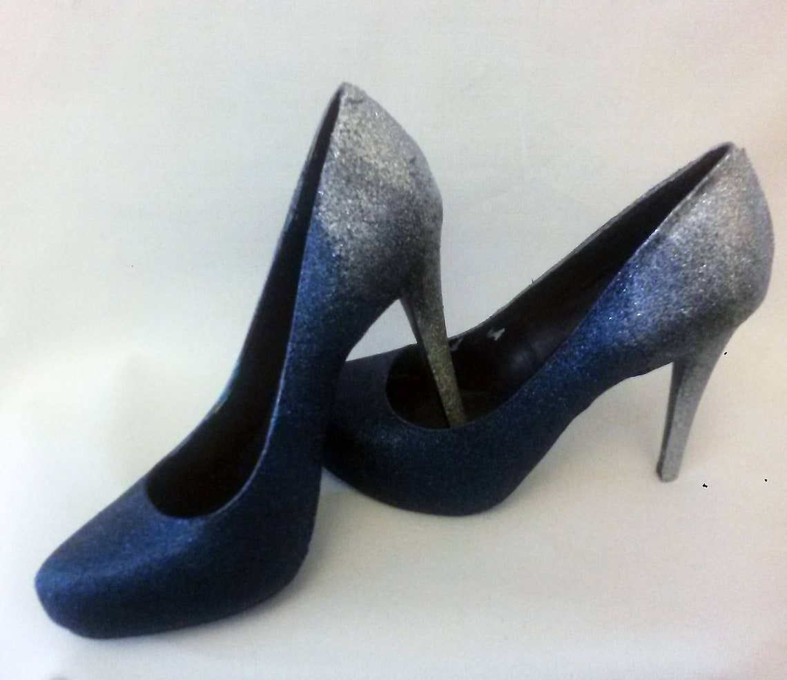 Ombre Glitter Heels / Navy Blue Glitter Heels / Wedding Shoes - Etsy