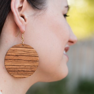 Large Zebrawood Circle Earrings