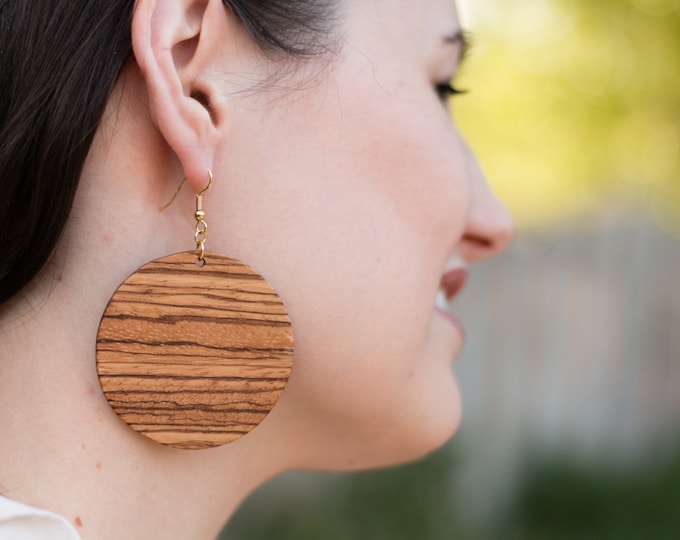 Large Zebrawood Circle Earrings