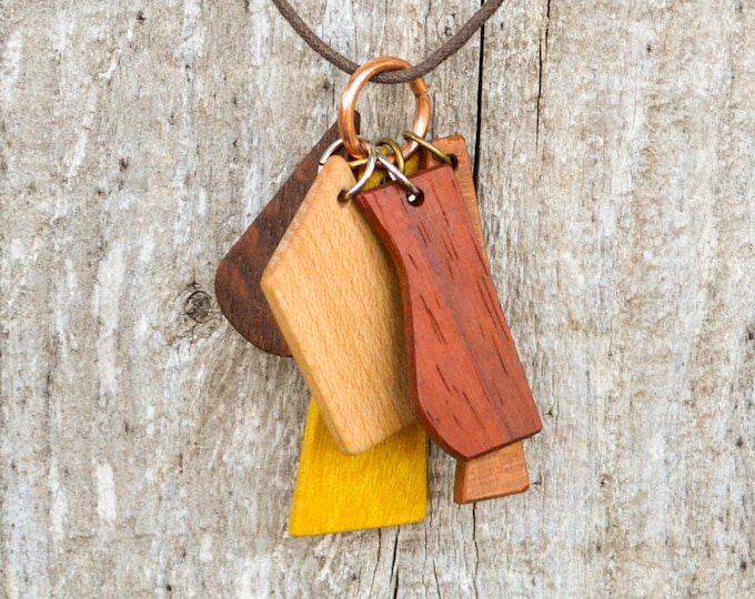 Multi-charm Hardwood Necklace