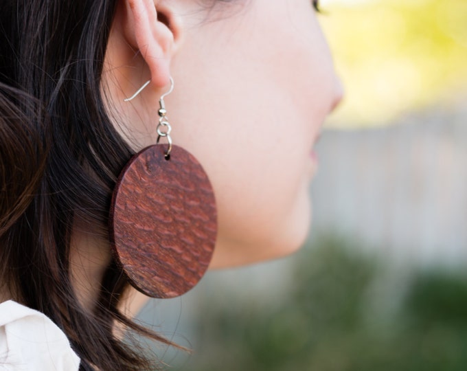 Large Lacewood Circle Earrings