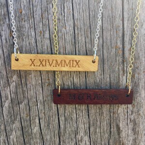 Wood Necklace with Custom Laser Engraved Inscription