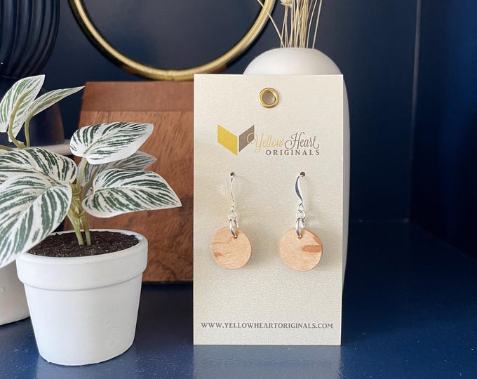 Small Wooden Circle Dangle Earrings