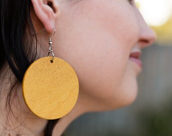 Large Yellowheart Circle Earrings