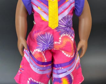 Tie Dye Heart Jumpsuit for 18 Inch Doll