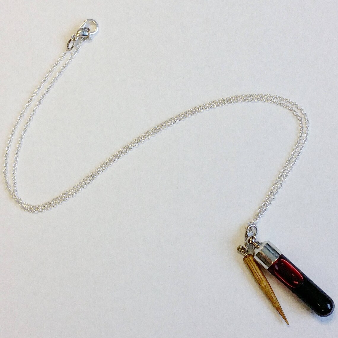 Vial of Blood Necklace with Wooden Stake Etsy