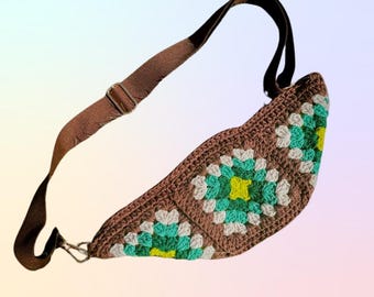 Crochet Fanny Pack: Brown Crossbody Bag - Cottagecore Style