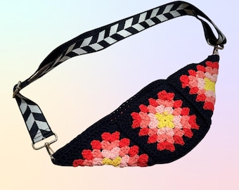 Crochet Granny Square Crossbody Bag: Cottagecore Festival Purse