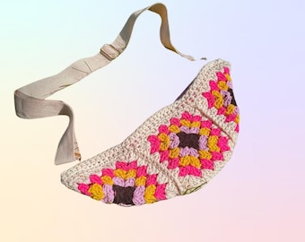 Crochet Fanny Pack: White Crossbody Bag, Cottagecore Style