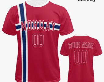 Personalized Norway Soccer Jersey: Custom Name & Number, Norwegian Gift