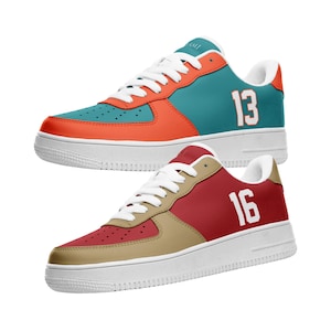 Personalized Football Team Sneakers w/ Custom Name & Number | Football Themed Gifts | American Football Gifts for Men and Women