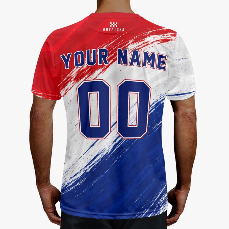Gepersonaliseerde Kroatisch voetbalshirt | Aangepast shirt met Kroatische vlag voor heren en dames afbeelding 5