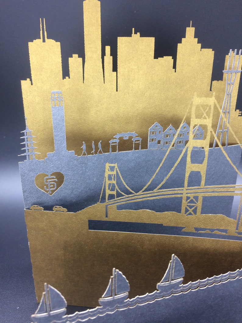 San Francisco Skyline Greeting Card, San Francisco Art Laser Cut Gift